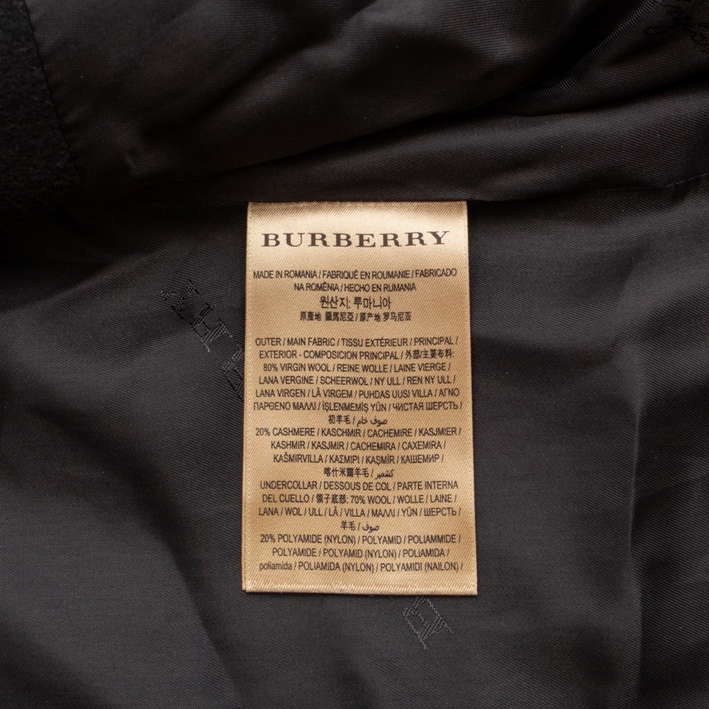 Burberry London Black Wool Cashmere Overcoat Mens Size 52 / L Long Coat - Picture 9 of 12